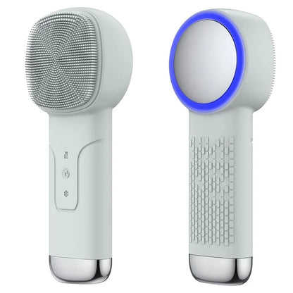 6 in 1 Sonic Facial Cleansing Brush with Thermal Function, Waterproof Skin Cooling Massager, Silicone Facial Cleansing Device