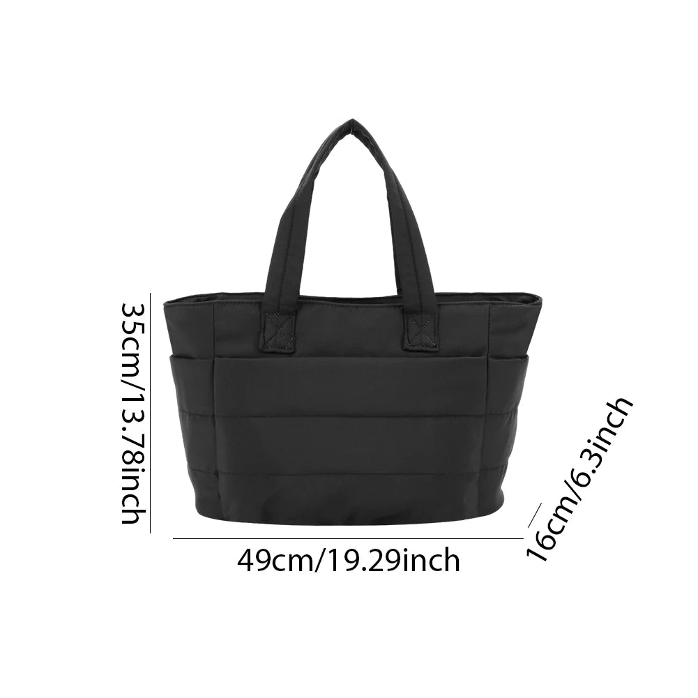 Puffer Tote Bag for Women Lightweight Down Cotton Padded Crossbody Bag Large Capacity Handbag Puffy Purse for Shopping Travel ﻿