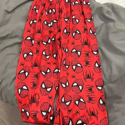 Spider Man Pajama Spring and Summer Korean Edition Couple Pants Spiderman Trousers Print Children Home Casual Long Sleep Pants