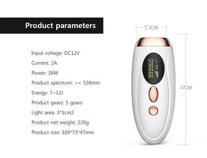 Portable IPL Laser Epilator 999999 Flashes - Painless, Permanent Hair Removal for Women’s Body and Bikini Line