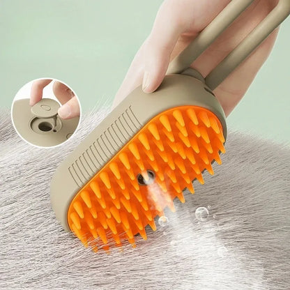 USB Rechargeable 3-in-1 Pet Grooming Brush with Steam Spray & Massage, Anti-Flying Hair Electric Bath Brush for Dog Cat Shedding