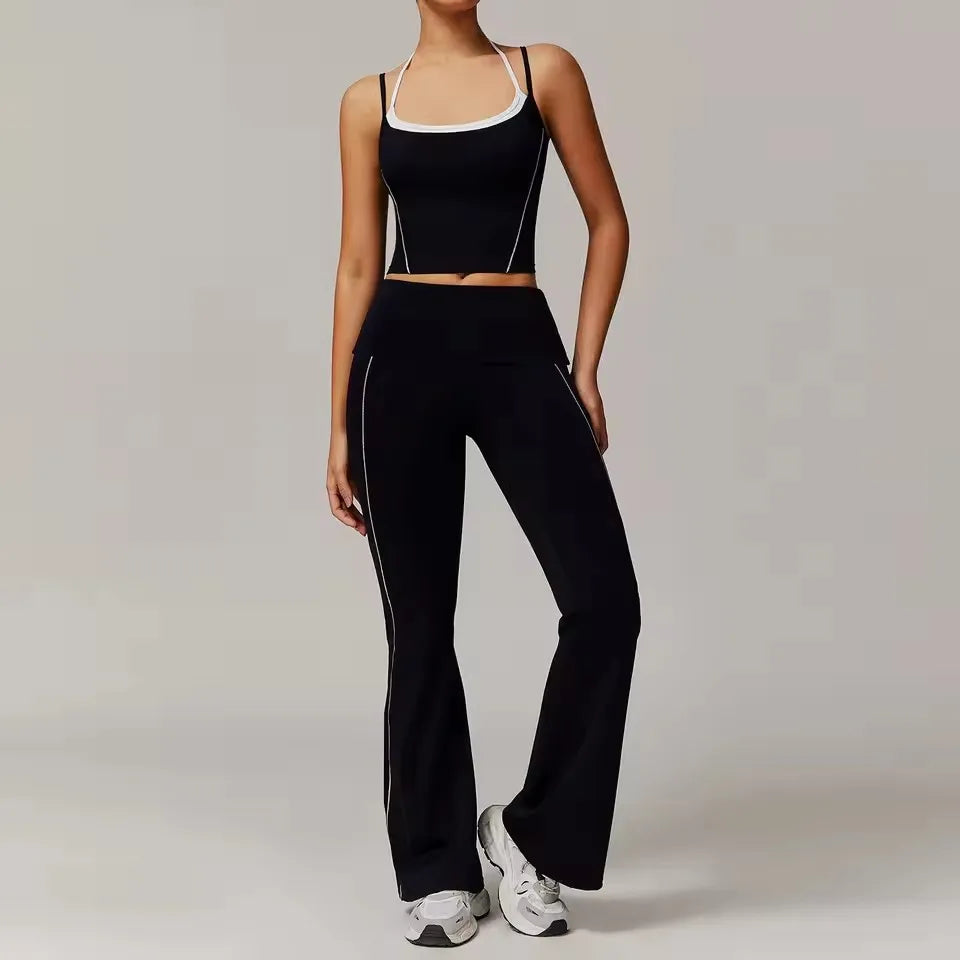Gym Leggings 2 Pieces Yoga Set Sportswear Women Gym Clothes Yoga Suits For Women Fitness Vest Crop Top Tracksuits Sports Bra