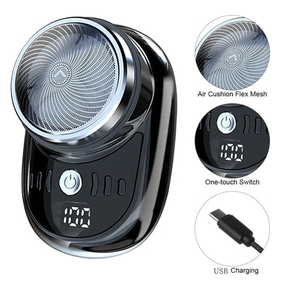 Mini Electric Shaver USB Charging Pocket Travel Razor Portable Wireless Detachable Shaver with Digital Display Beard Razor