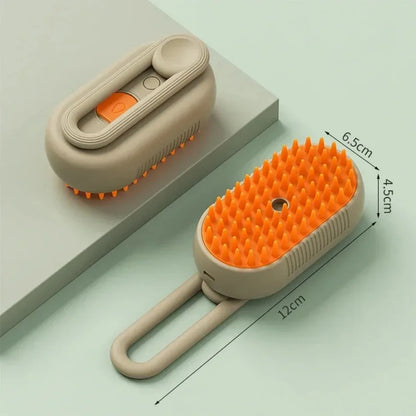 USB Rechargeable 3-in-1 Pet Grooming Brush with Steam Spray & Massage, Anti-Flying Hair Electric Bath Brush for Dog Cat Shedding