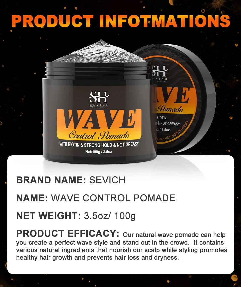 Deep Wave Control Pomade Shampoo Kit Biotin Prevent Hair Loss Edge Control Gel Sport Strong Hold Wave Hair Gel For African Men