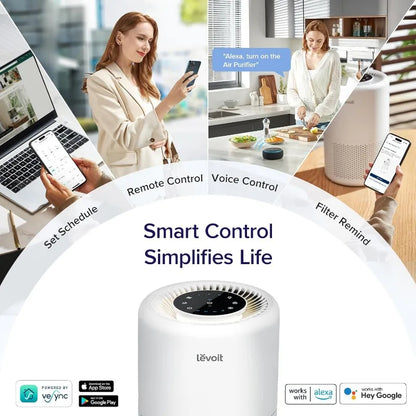 Home Bedroom Air Purifier, Smart WiFi Alexa Control, Coverage up to 916 Square Feet, 3-in-1 Filter, 24dB Quiet Bedroom