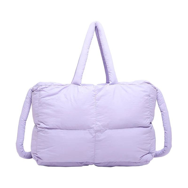 Puffer Tote Bag for Women Lightweight Down Cotton Padded Crossbody Bag Large Capacity Handbag Puffy Purse for Shopping Travel ﻿