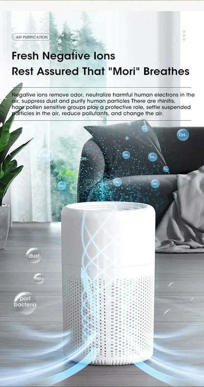 Air Purifier Smoke Odor Negative Ion Generator Household HEPA Air Purifier Efficient Purifying Air Formaldehyde for Car and Room