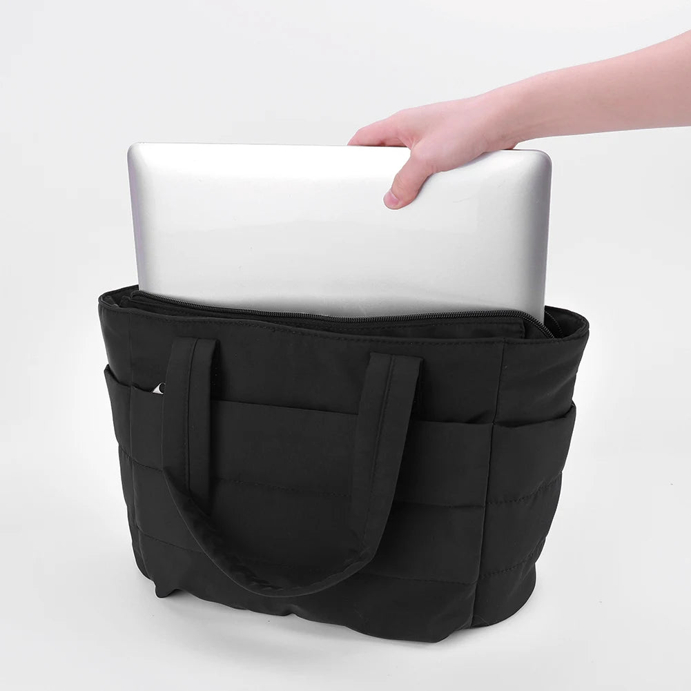 Puffer Tote Bag for Women Lightweight Down Cotton Padded Crossbody Bag Large Capacity Handbag Puffy Purse for Shopping Travel ﻿