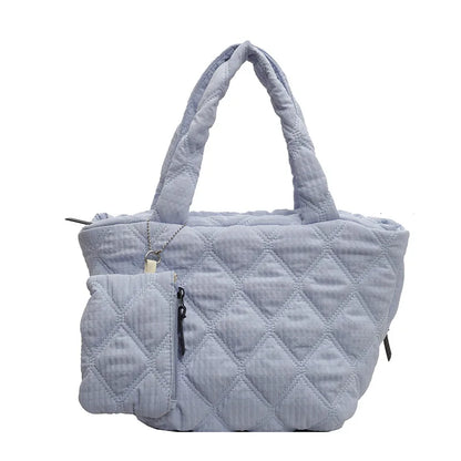Puffer Tote Bag for Women Lightweight Down Cotton Padded Crossbody Bag Large Capacity Handbag Puffy Purse for Shopping Travel ﻿