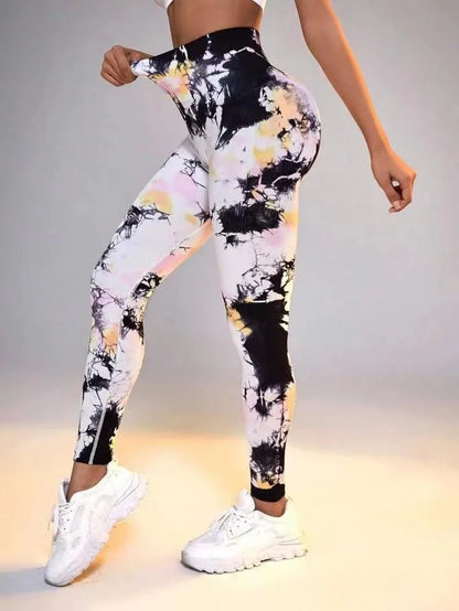 26 Colors Tie-dye High Elastic Yoga Leggings 2025 Women High Waist Fitness Outfits for Women Sports Gym Athletic Jogging Workout
