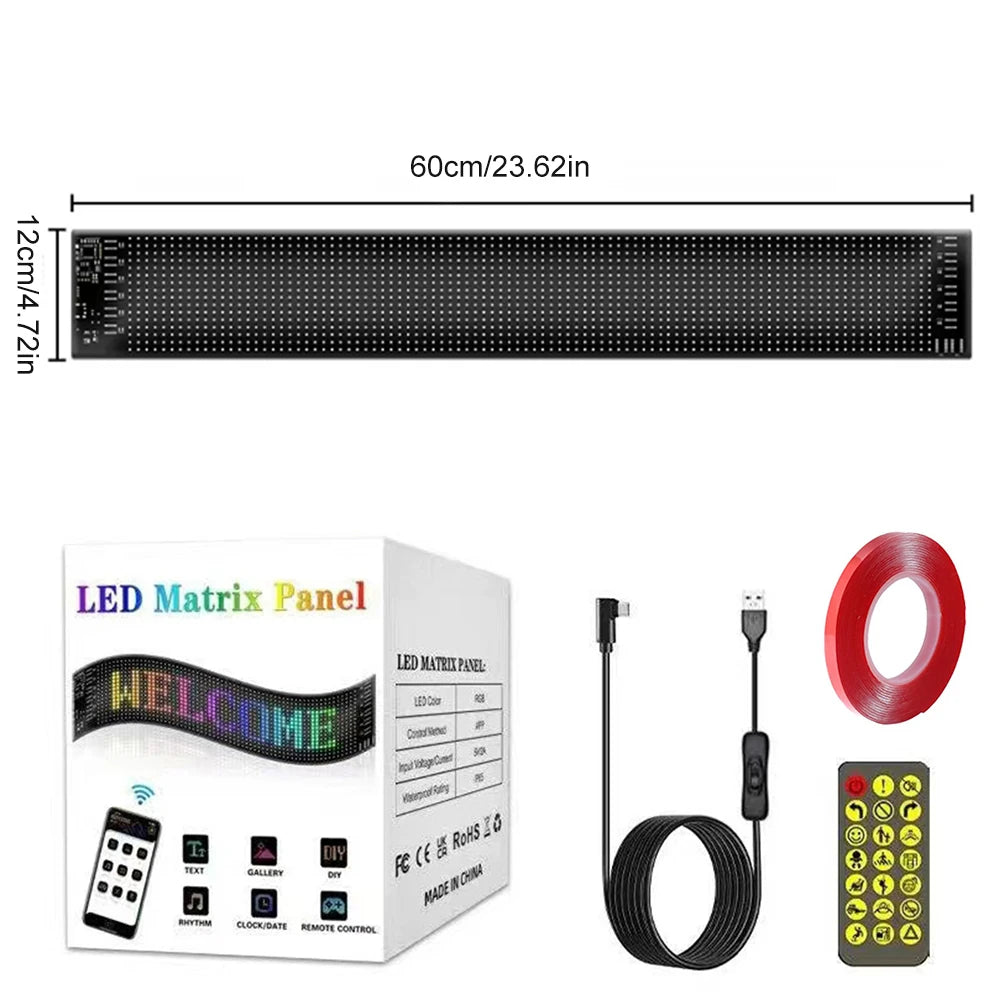 Car Devil's Eye LED Matrix Pixel Panel APP Remote Control Scrolling Message Board DIY Programmable Flexible LED Display