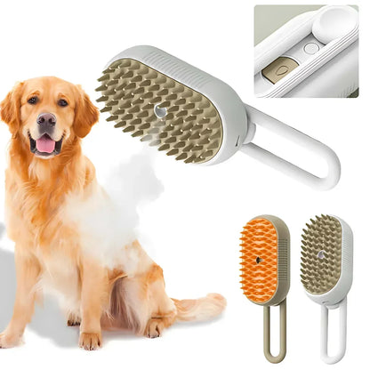 USB Rechargeable 3-in-1 Pet Grooming Brush with Steam Spray & Massage, Anti-Flying Hair Electric Bath Brush for Dog Cat Shedding