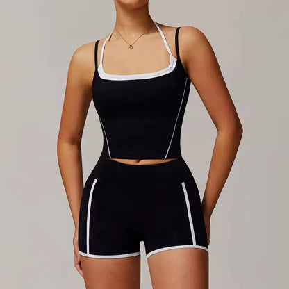 Gym Leggings 2 Pieces Yoga Set Sportswear Women Gym Clothes Yoga Suits For Women Fitness Vest Crop Top Tracksuits Sports Bra