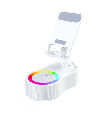 Wireless Speaker with Colorful Ambient Light 360°rotatable Adjustable FoldingLift-non-slip Phone Holder 5.3 HDSurround Subwoofer