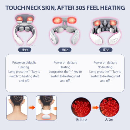 TENS Pulse Back Neck Massage Wireless Smart Sholder Cervical Massager Heating Relief  Pain Muscle Punch Beating Health