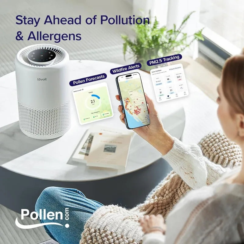 Home Bedroom Air Purifier, Smart WiFi Alexa Control, Coverage up to 916 Square Feet, 3-in-1 Filter, 24dB Quiet Bedroom