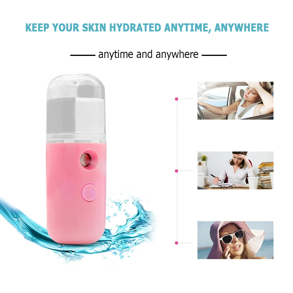 30ml Mini Facial Sprayer Humidifier USB Charging Electric Essential Oil Purifier Aroma Mist Face Moisturizing Steamer