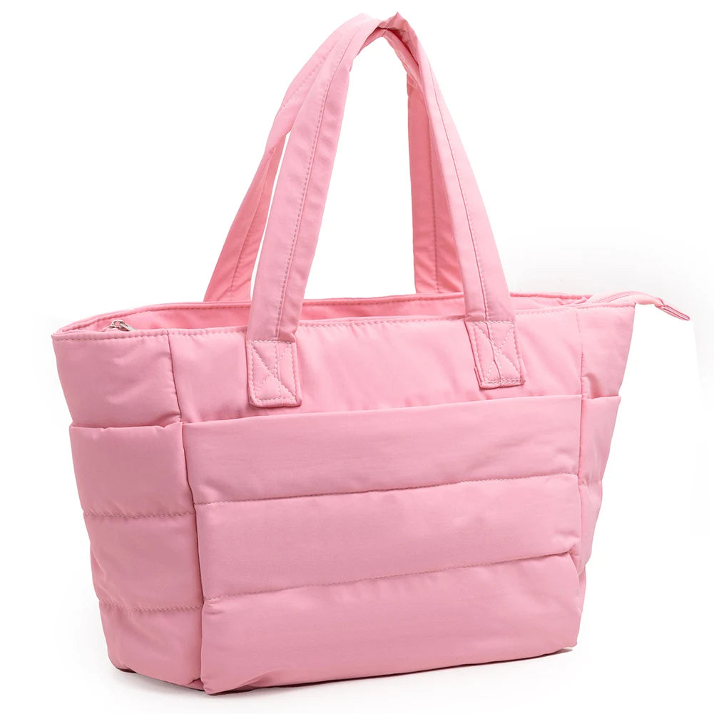 Puffer Tote Bag for Women Lightweight Down Cotton Padded Crossbody Bag Large Capacity Handbag Puffy Purse for Shopping Travel ﻿