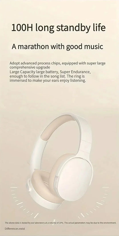 NEW Fashion Wireless Bluetooth Headphones Over Ear HIFI Stereo Headsets True Sports With Earphones TF/AUX Music Player with Mic