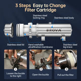 BORVA Whole House High Flow UF Water Purifier 0.01μm Stainless Steel Mineral Filter with Washable Reusable PVDF Membrane 1000L