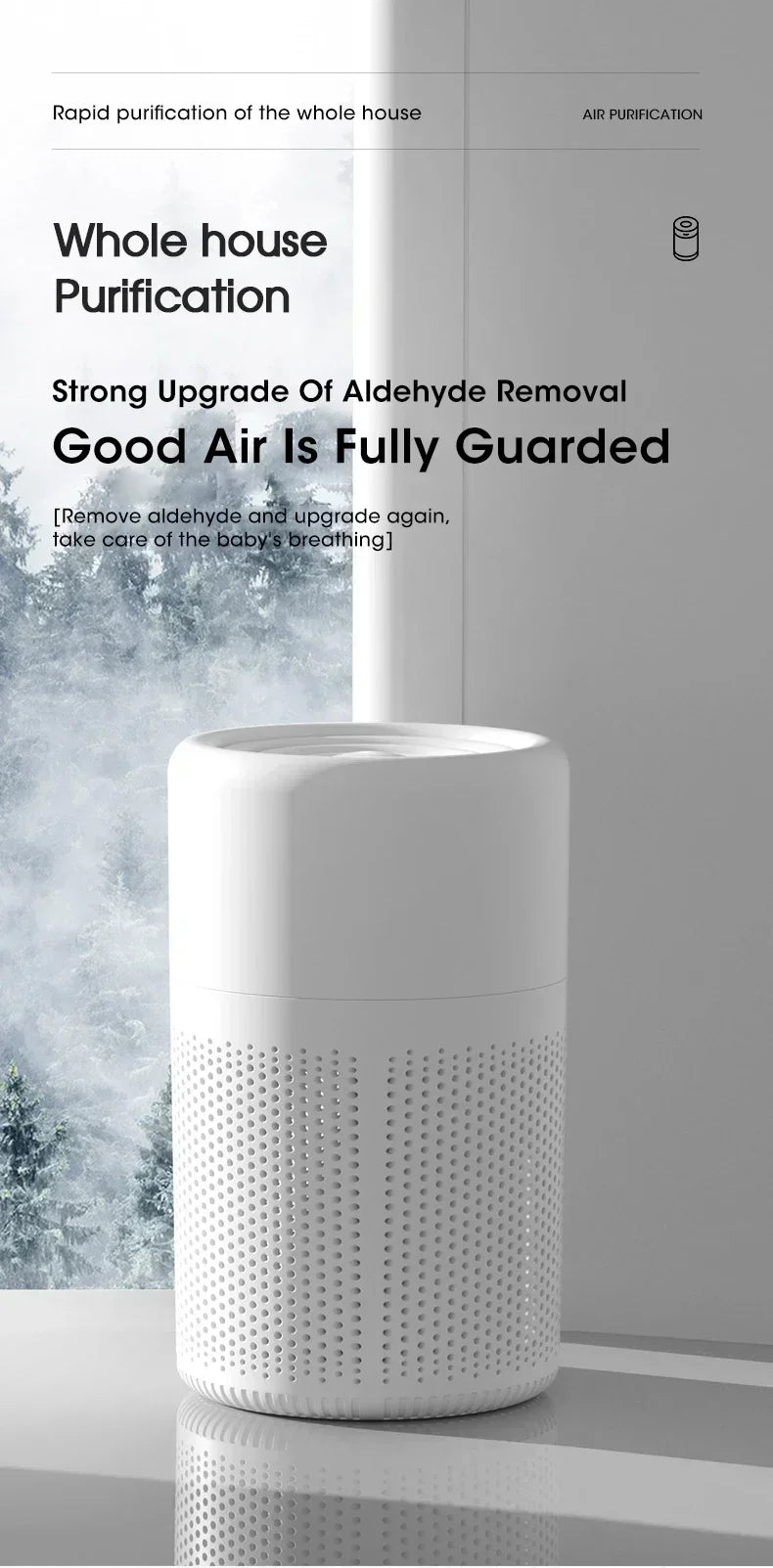 Air Purifier Smoke Odor Negative Ion Generator Household HEPA Air Purifier Efficient Purifying Air Formaldehyde for Car and Room