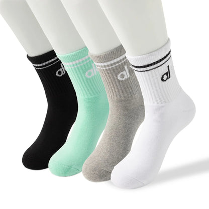 2025 yoga meia femininas yoga esportes meias casuais algodão meias esportivas sazonal unisex preto e branco longo tubo acessório