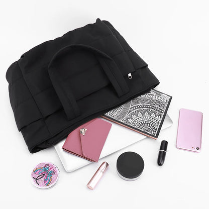 Puffer Tote Bag for Women Lightweight Down Cotton Padded Crossbody Bag Large Capacity Handbag Puffy Purse for Shopping Travel ﻿