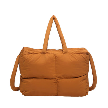 Puffer Tote Bag for Women Lightweight Down Cotton Padded Crossbody Bag Large Capacity Handbag Puffy Purse for Shopping Travel ﻿