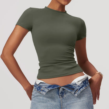 HGC Women's Sports T Shirt Summer Short Sleeve Running  Round Neck Breathable Stretchy GYM Yoga Slim Fitness Active Top Tee