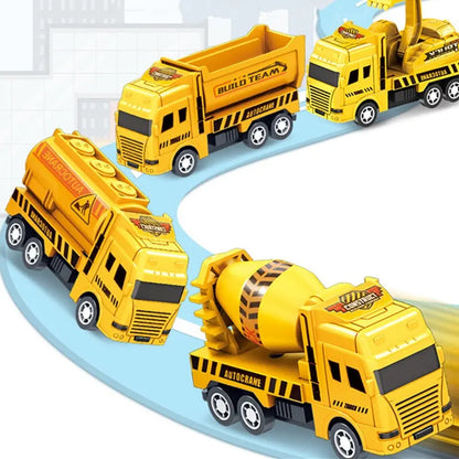 4 Pcs Small Construction Vehicles, Pull Back & Go Friction Powered STEM Toys for Toddlers, Travel Car Toys Age 3-5 Birthday Gift