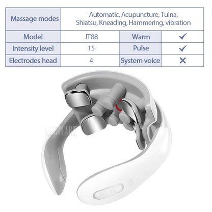 TENS Pulse Back Neck Massage Wireless Smart Sholder Cervical Massager Heating Relief  Pain Muscle Punch Beating Health