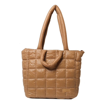 Puffer Tote Bag for Women Lightweight Down Cotton Padded Crossbody Bag Large Capacity Handbag Puffy Purse for Shopping Travel ﻿
