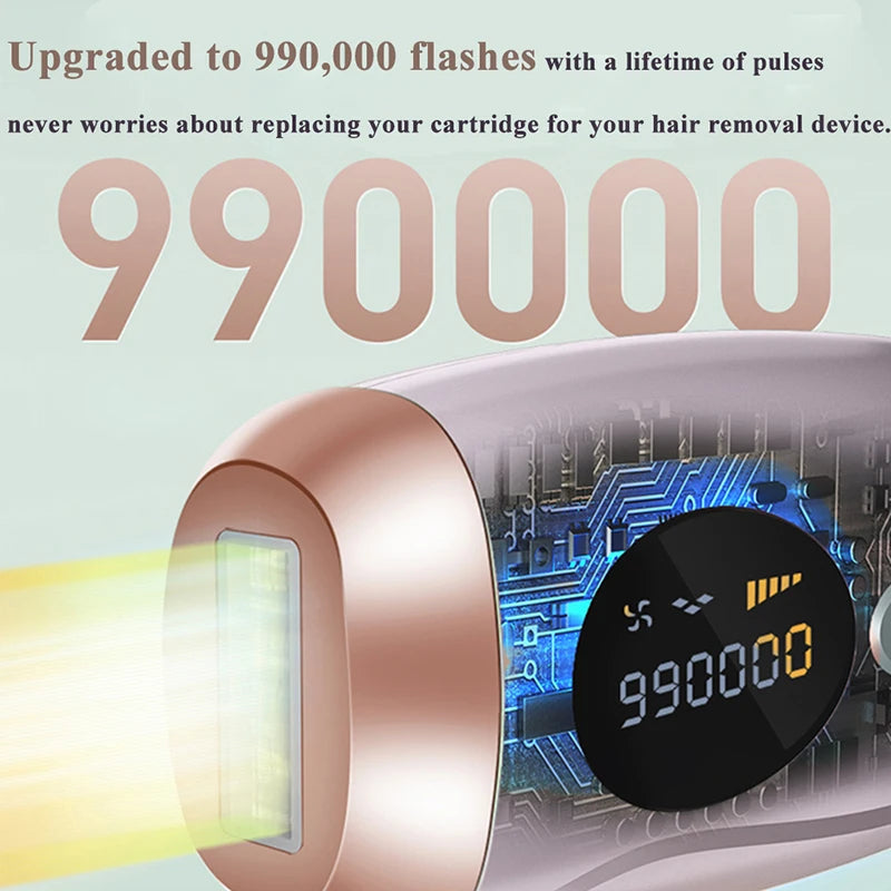 Portable IPL Laser Epilator 999999 Flashes - Painless, Permanent Hair Removal for Women’s Body and Bikini Line