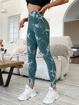 Hip Lifting Seamless Fitness Gym Leggings Tie-Dye Yoga Pants Women's Exercise Tights Tummy Control High Waist Workout Pants