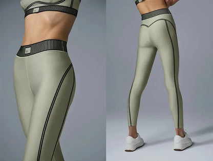 AL Yoga Fitness Suit Air Lift Line Up Bra Air Lift High Waist 7/8 Line Up Legging Slim Fit Comfortable Fitness Tops Tight Pants