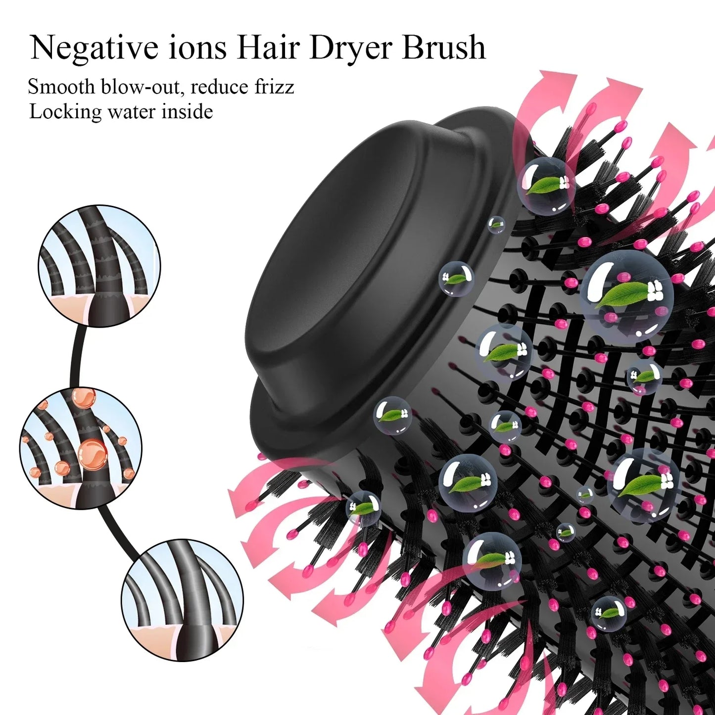 2025 New 3-in-1 Hot Air Comb Fluffy Comb Without Damaging Hair Dry And Wet Roll Straight Dual-Use Negative Ion Styling Comb