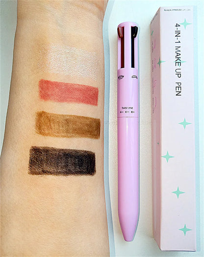 Multi-functional 4-in-1 Makeup Pencil Eyeliner Lip Liner Eyebrow Pencil Swivel Waterproof & Sweatproof Makeup Tools