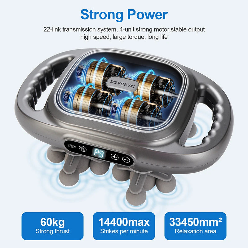 22-Head Fascia Gun High-Frequency Vibration Body Massage Gun Back and Waist Massager Massager Neck Shoulder Massager masajeador