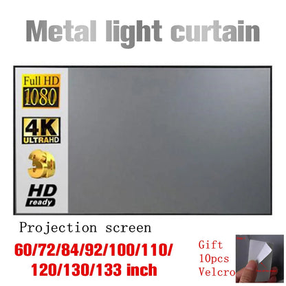 4K 16:9 HD Foldable Projector Screen Movie Projector Screen 60/72/84/92/100/110/120/130/133 in for Home Party Office Classroom