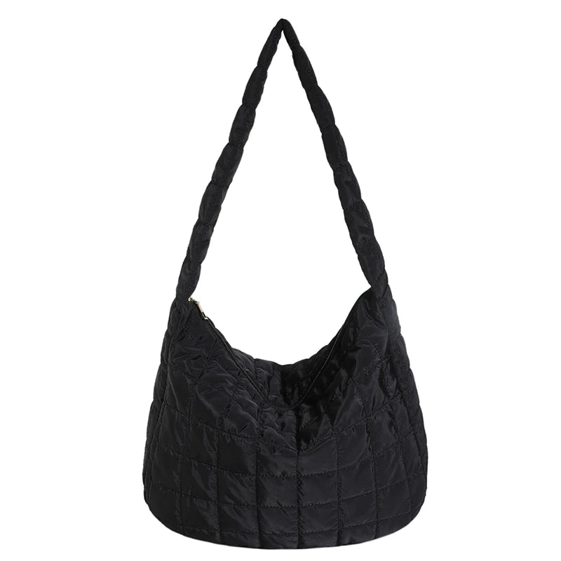 Puffer Tote Bag for Women Lightweight Down Cotton Padded Crossbody Bag Large Capacity Handbag Puffy Purse for Shopping Travel ﻿