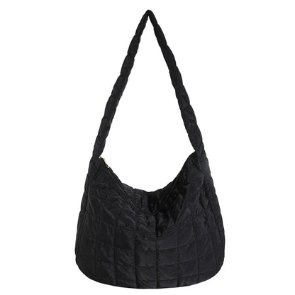 Puffer Tote Bag for Women Lightweight Down Cotton Padded Crossbody Bag Large Capacity Handbag Puffy Purse for Shopping Travel ﻿