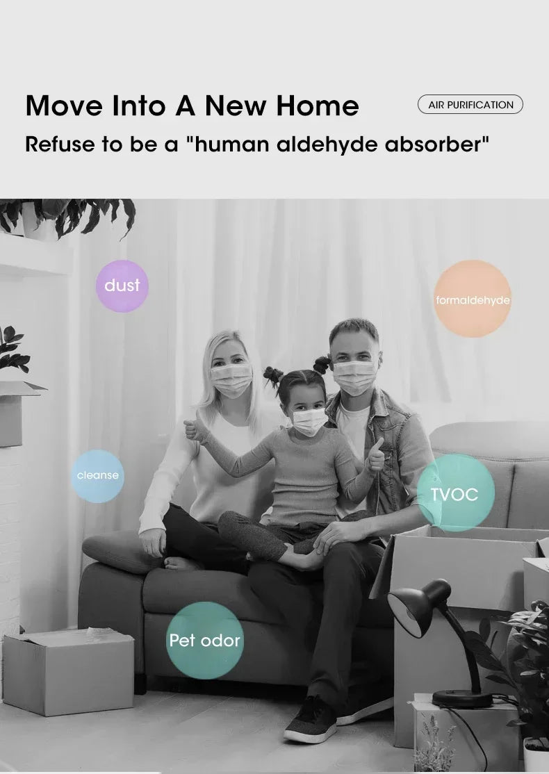 Air Purifier Smoke Odor Negative Ion Generator Household HEPA Air Purifier Efficient Purifying Air Formaldehyde for Car and Room