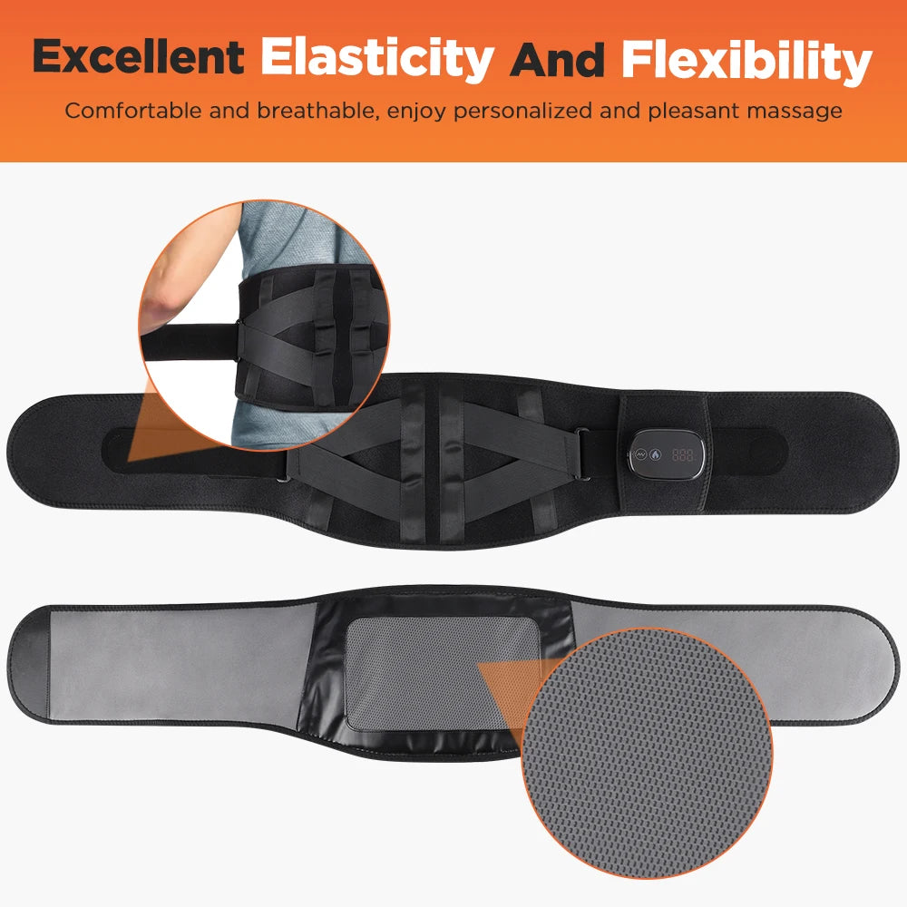 Rechargeable Heated Waist Massager 100 LEDs Red Light Decompression Lumbar Support Belt Blood Circulation Disc Herniation Relief