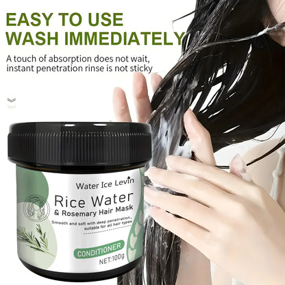 Rice Water Hair Mask Repair Damage Frizzy Treatment Scalp Hair Root Shiny Balm Straighten Soft Hair Care