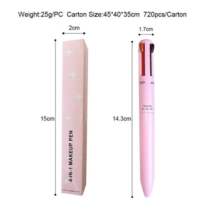 Multi-functional 4-in-1 Makeup Pencil Eyeliner Lip Liner Eyebrow Pencil Swivel Waterproof & Sweatproof Makeup Tools