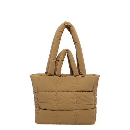 Puffer Tote Bag for Women Lightweight Down Cotton Padded Crossbody Bag Large Capacity Handbag Puffy Purse for Shopping Travel ﻿