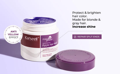 Karseell Purple Hair Mask 16.90 fl.oz 500ml Professional Neutralizes Brass Yellow Tones For Blonde Silver Gray Highlighted Hair