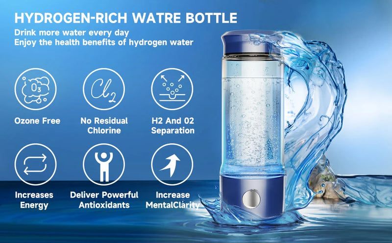 2300ppb Hydrogen Bottle Hydrogen Water Generator Bottle SPE Hydrogen Rich Water Bottle Quick Electrolysis Hydrogen Bottles Water