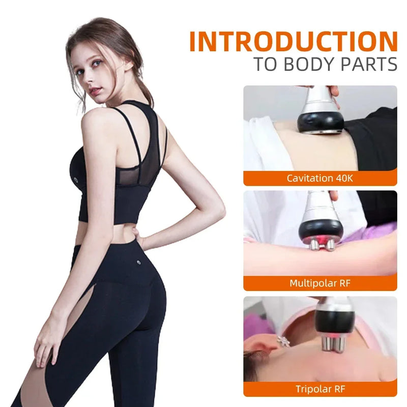 Cavitation, multipolar, and tripolar RF probe treatment areas – face, arms, abdomen